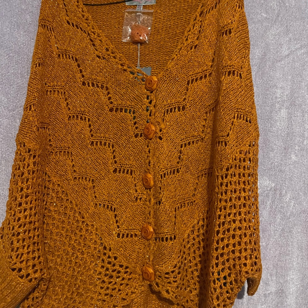 Pretty Angel Orange Lace Cardigan Sweater
